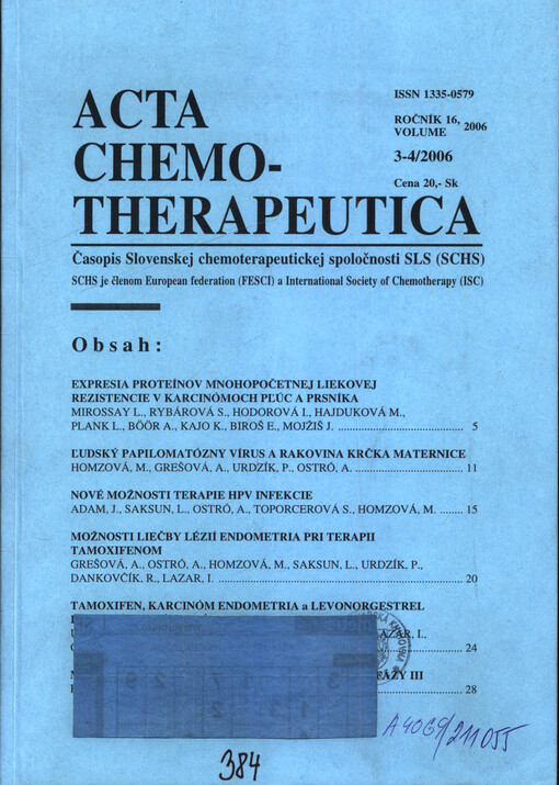 Acta chemotherapeutica : časopis Slovenskej chemoterapeutickej spoločnosti SLS