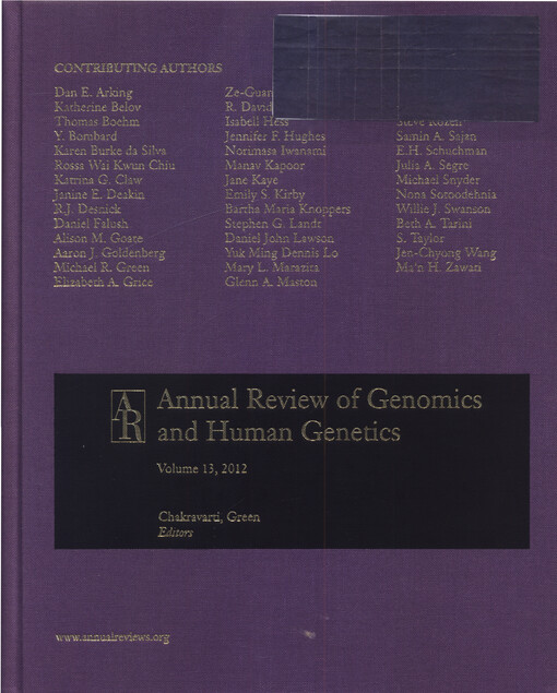Annual review of genomics and human genetics