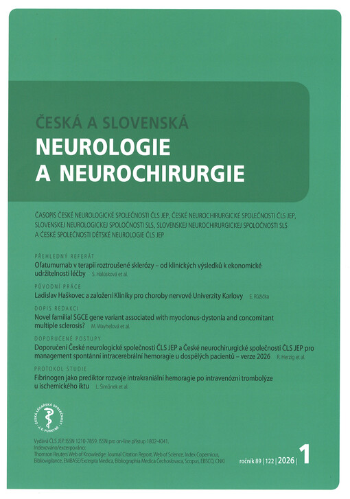 Česká a slovenská neurologie a neurochirurgie : časopis českých a slovenských neurologů a neorochirurgů