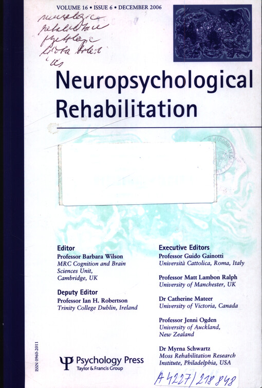 Neuropsychological rehabilitation