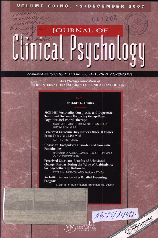 Journal of clinical psychology
