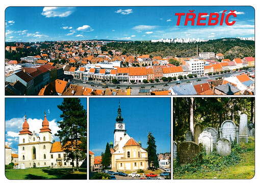 Třebíč : Karlovo náměstí, zámek, kostel sv. Martina, židovský hřbitov