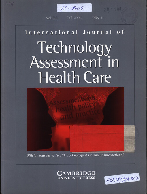 International journal of technology assessment in health care : official journal of the International Society of Technology Assessment in Health Care