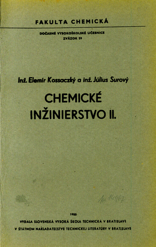 Chemické inžinierstvo II.
