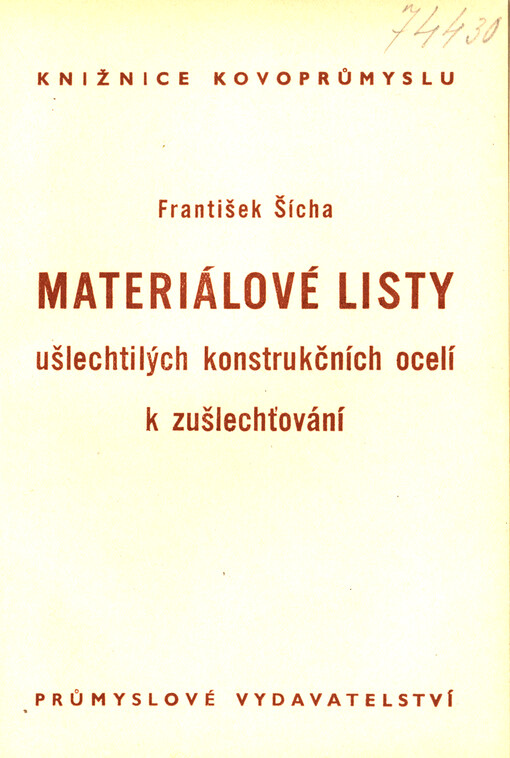 Materiálové listy ušlechtilých konstrukčních ocelí k zušlechťování