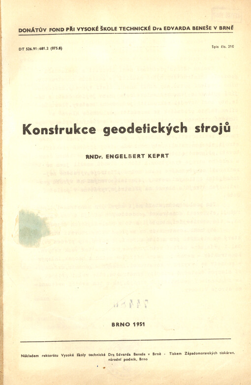 Konstrukce geodetických strojů