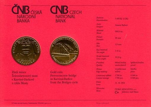 Zlatá mince Železobetonový most v Karviné-Darkově : z cyklu Mosty = Gold coin Ferroconcrete bridge in Karviná-Darkov : from the Bridges cycle