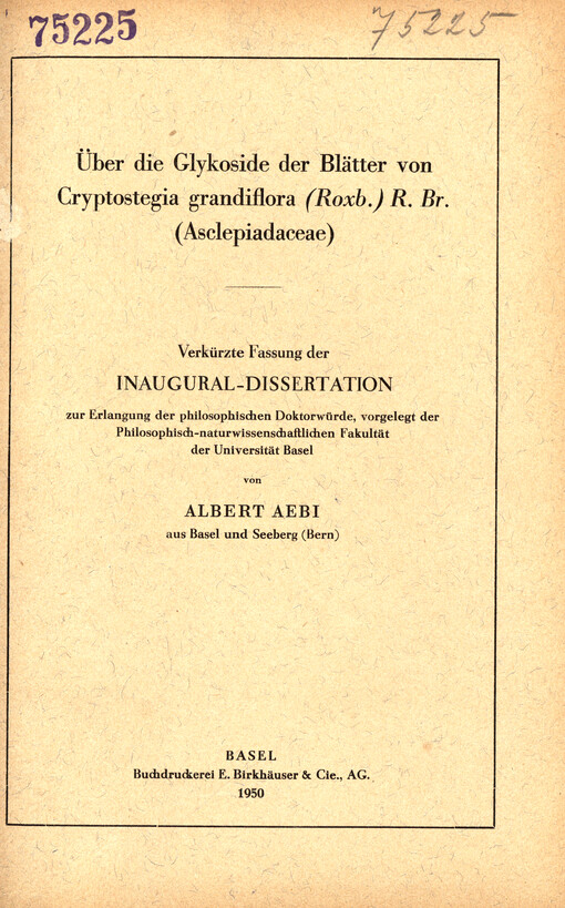 Über die Glykoside der Blätter von Cryptostegia grandiflora