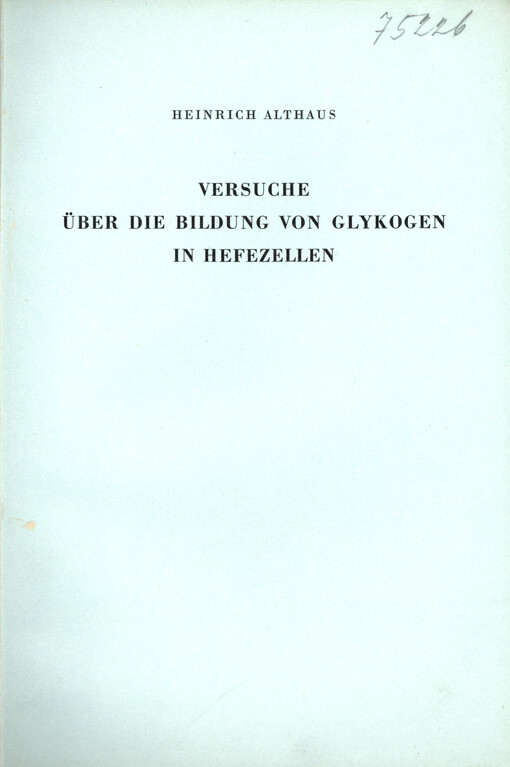 Versuche über die Bildung von Glykogen in Hefezellen