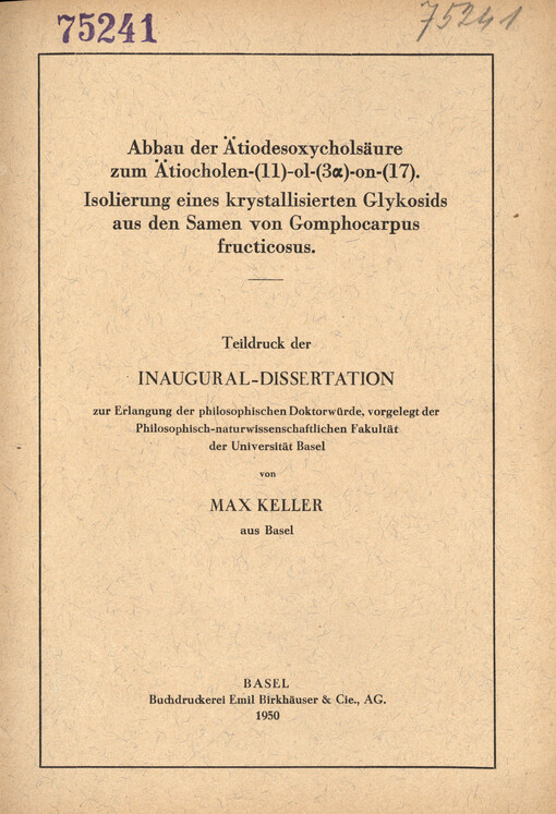 Abbau der Ätiodesoxycholsäure zum Ätiocholen-(11)-ol-(3a)-on-(17) : Isolierung eines krystallisierten Glykosids aus den Samen von Gomphocarpus fructicosus