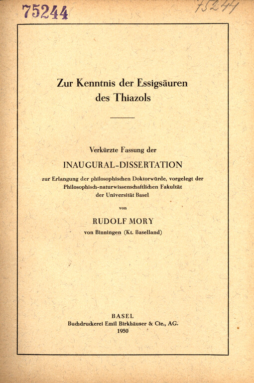 Zur Kenntnis der Essigsäuren des Thiazols