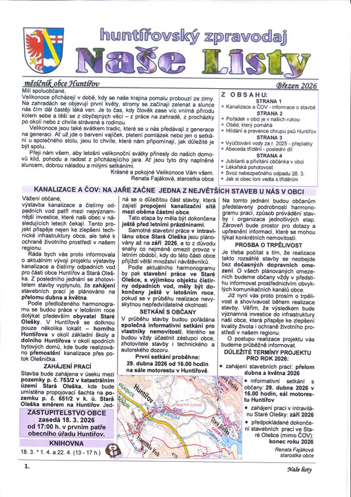 Naše listy : měsíčník pro občany obcí Huntířov, Nová a Stará Oleška