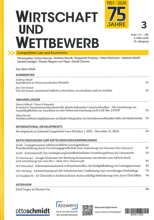 Wirtschaft und Wettbewerb