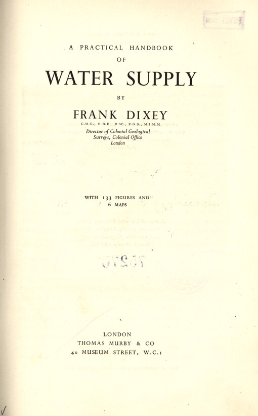 A practical handbook of water supply