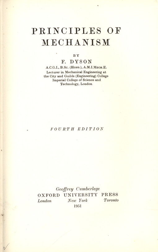 Principles of mechanism