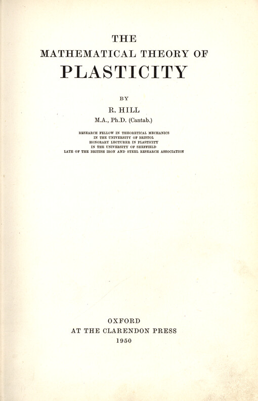 The mathematical theory of plasticity
