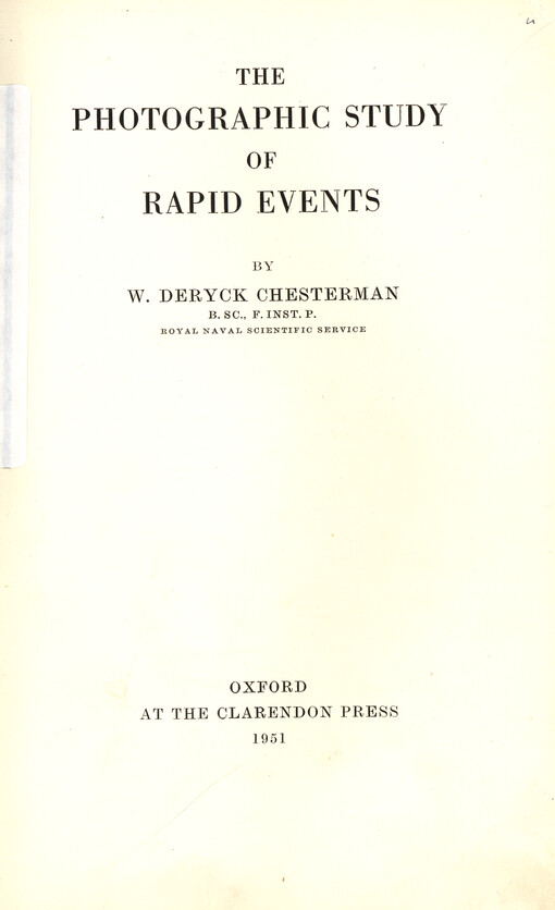 The photographic study of rapid events