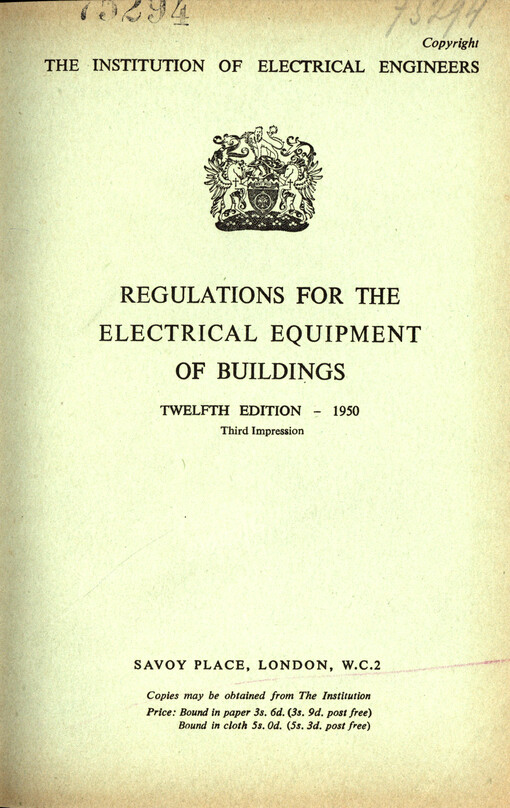 Regulations for the electrical equipment of buildings
