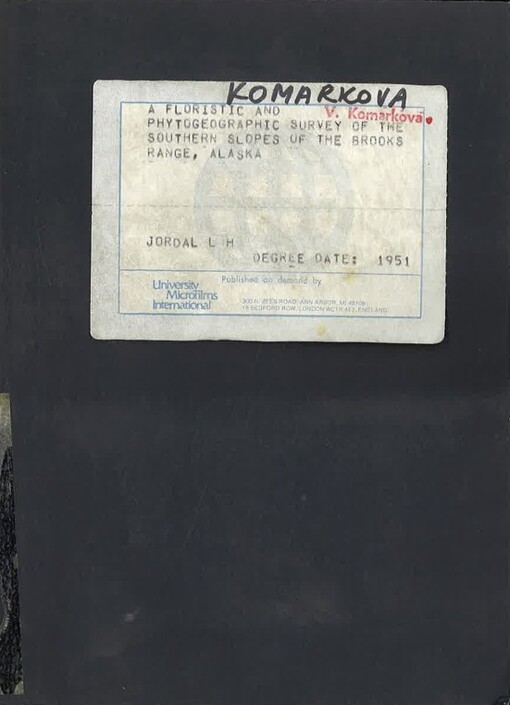 A floristic and phytogeographic survey of the southern slopes of the Brooks Range, Alaska