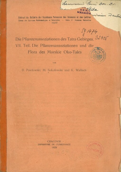Die Pflanzenassoziationen des Tatra-Gebirges. VII. Teil, Die Pflanzenassoziationen und die Flora des Morskie Oko-Tales
