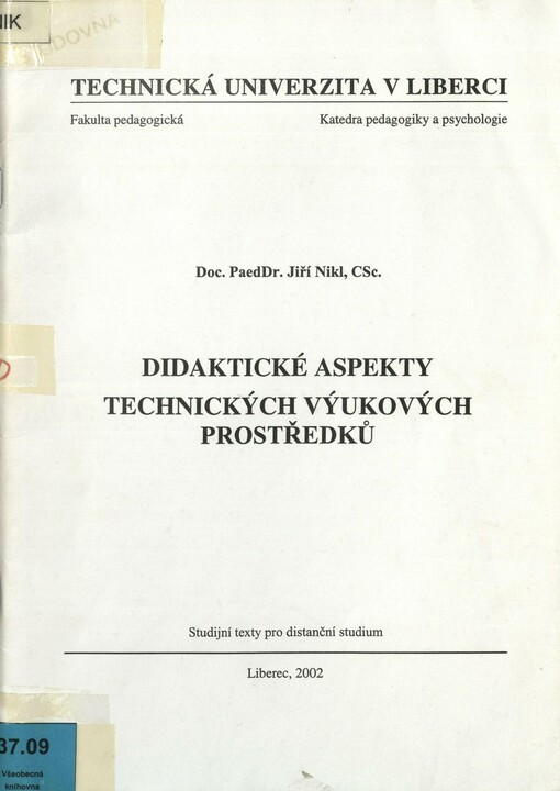 Didaktické aspekty technických výukových prostředků