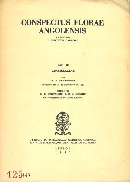 Conspectus florae Angolensis. Fam. 70, Crassulaceae