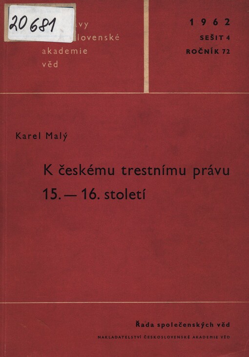 K českému trestnímu právu 15.-16. století