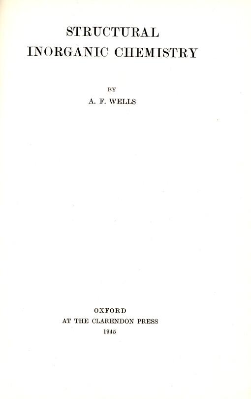 Structural inorganic chemistry