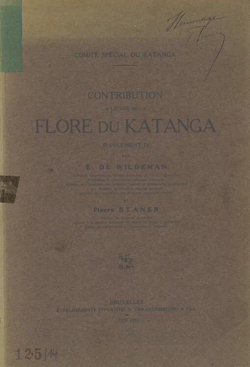 Contribution a l'étude de la flore du Katanga. Supplément IV
