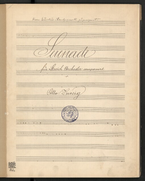 Serenade: für Streich Orchester : Herrn Eusebius Mandyczewski zugeeignet