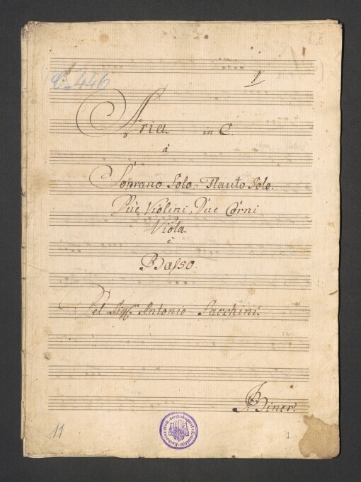 Aria in C: Sopran Solo, Flauto Solo, 2 Violini, 2 Corni, Viola et Basso