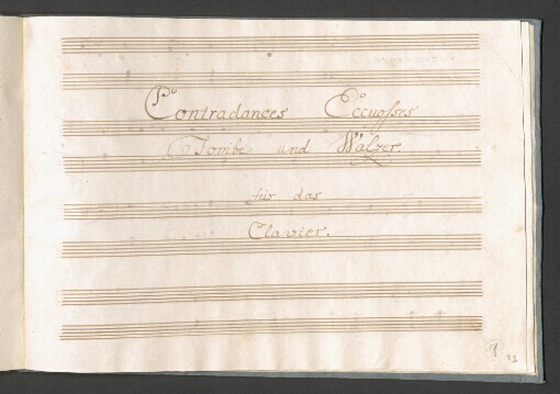 Konvolut začínající dílem: XII. Menuetten: aus dem kais. kön: grossen Redouttensaale im Clavierauszug zugeeignet Ihrer königlichen Hohheit der Erzherzogin von Oesterreich Maria Clementina Erbprinzessin beyder Sizilien und verfertiget. No. I