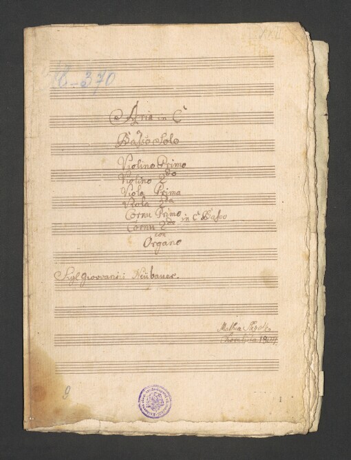 Aria in C: Basso Solo, 2 Violino, 2 Viola, 2 Corno, Basso con Organo