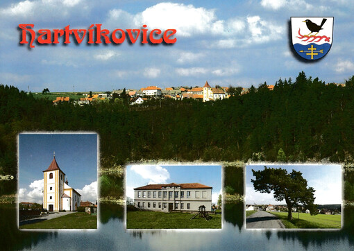 Hartvíkovice : kostel sv. Jiljí, základní škola, památný strom