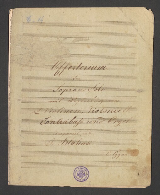 Offertorium Op. 1: Soprano Solo, 2 Violinen, Violoncell, Contrabass, Orgel