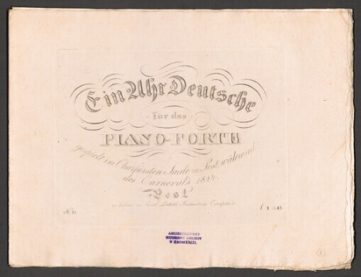 Ein Uhr Deutsche: für das Piano-Forte gespielt im Churfürsten Saale in Pest, während des Carneval 1824