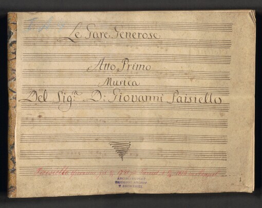 Le Gare Generose: Atto Primo et Atto Secondo Musica