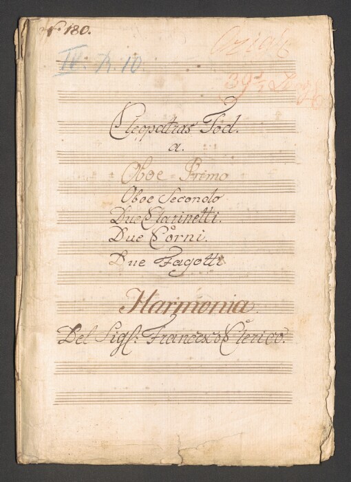 Cleopatras Tod : Harmonia: 2 Oboe, 2 Clarinetti in C, 2 Corni in C, 2 Fagotti