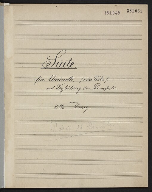 Suite für Clarinette (oder Viola): mit Begleitung des Pianoforte