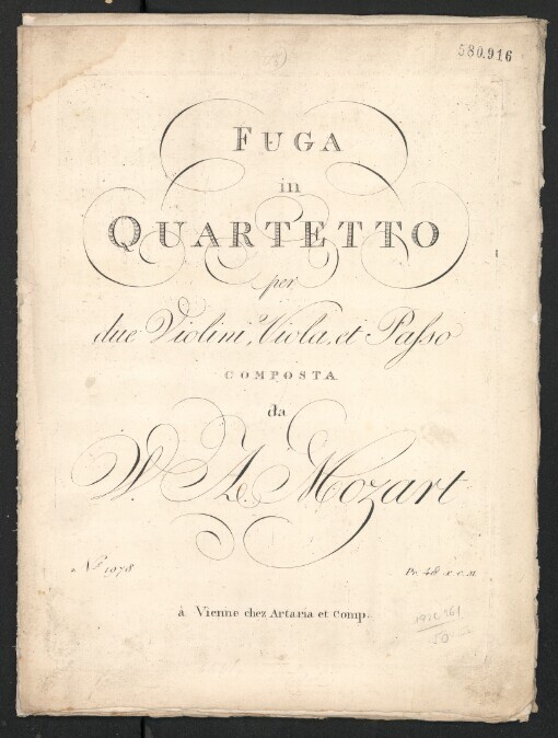 Fuga in Quartetto per due Violini, Viola et Passo
