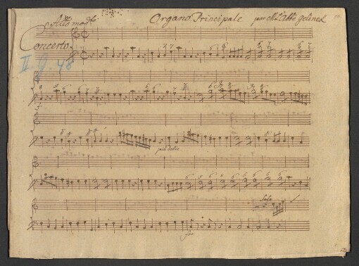 Concerto: Organo principale, 2 Violino, Alto Viola, Violone, 2 Corno in C