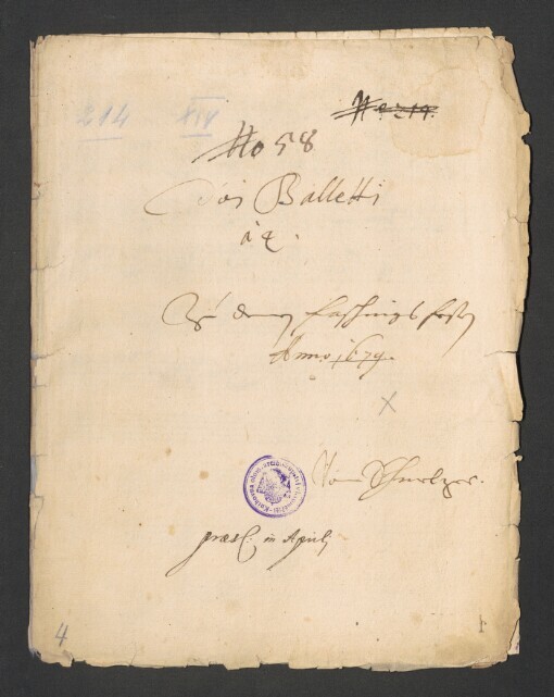 Doi Balletti a 4: zu denen Faschingsfesten, Anno 1679