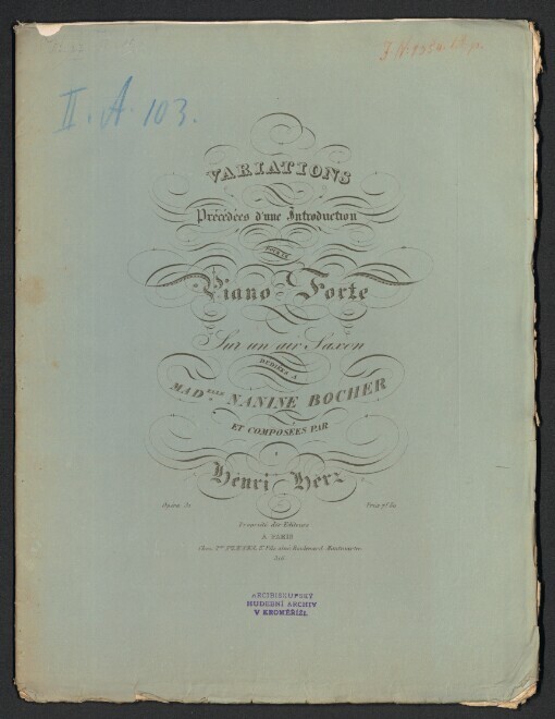 Variations Précedées d'une Introduction: Dediés à Mademioselle nanine Bocher: Pour le Piano-Forte