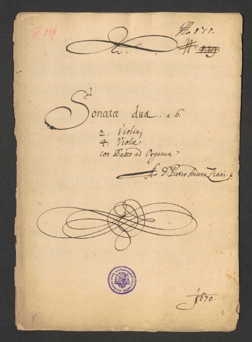 Sonata duae a 6: 2 Violini, 4 Violae, con Basso ad Organum