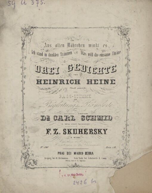 Drei Gedichte von Heinrich Heine: ... für eine Bass-Stimme mit Begleitung des Pianoforte : 6. Werk