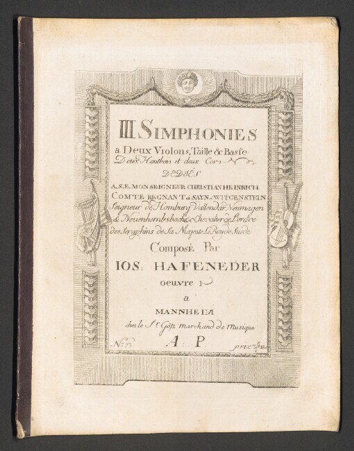 Konvolut začínající dílem: III Simphonies: 2 Violons, Taille, Basse, 2 Hautbois, 2 Corno, 2 Clarini, Tympani