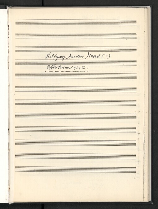 Offertorium (in) C a Canto, Alto, Tenore, Basso, Violino Imo, Violino IIdo, Altoviola, Clarinetto Imo, Clarinetto IIdo, Corno Imo, Corno IIdo, Clarino Imo, Clarino IIdo, Timpani, Violon, Organo