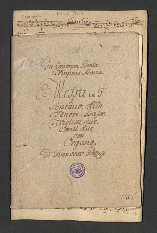Messa in G: Soprano, Alto, Tenore, Basso, 2 Violini, 2 Corni, Organo