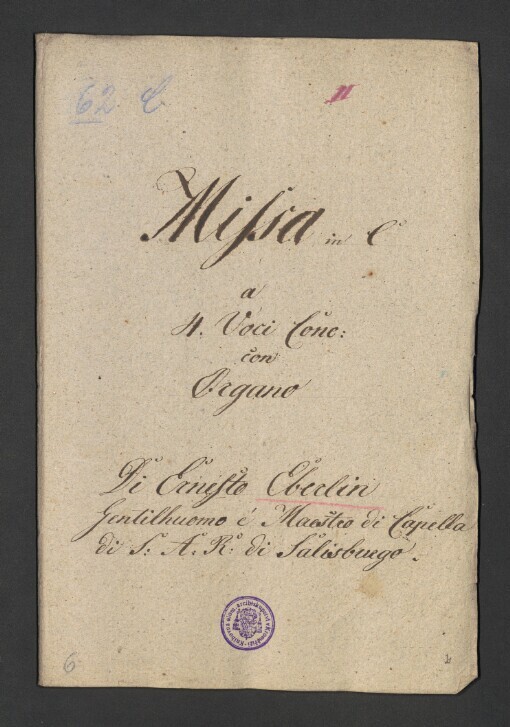 Missa in C: 4 Voci Con Organo