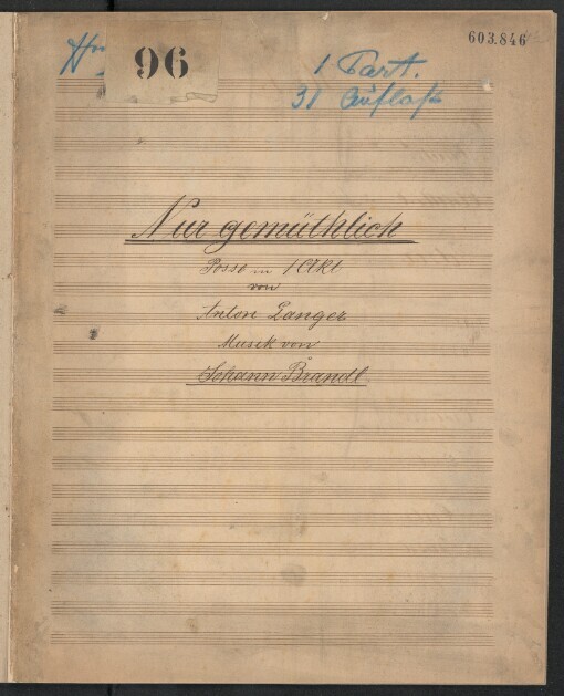 Nur gemüthlich: Posse in 1 Akt von Anton Langer